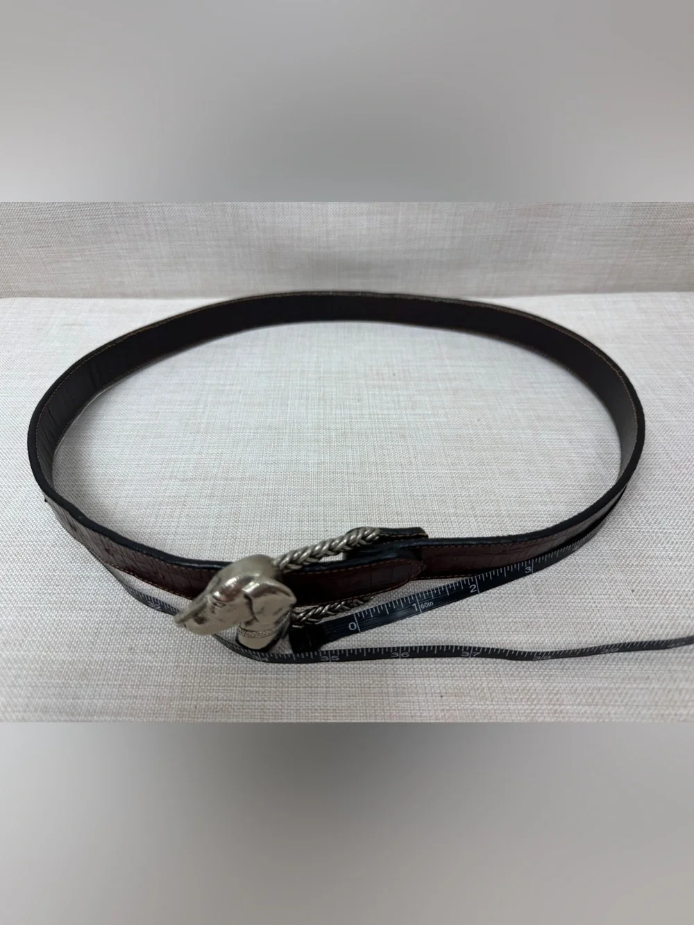 Brown Leather Dog Head belt .